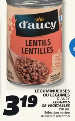 IGA D'AUCY LEGUMES OR VEGETABLES offer