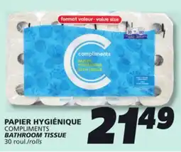 IGA COMPLIMENTS BATHROOM TISSUE offer