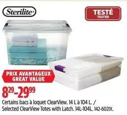 Canadian Tire Sterilite Selected ClearView Totes with Latch offer