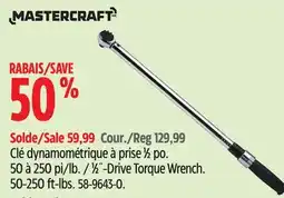 Canadian Tire Mastercraft 1⁄2˝-Drive Torque Wrench. 50-250 ft-lbs offer