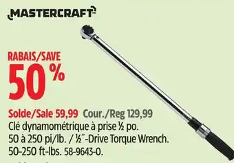 Canadian Tire Mastercraft 1⁄2˝-Drive Torque Wrench. 50-250 ft-lbs offer
