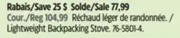 Canadian Tire Woods Lightweight Backpacking Stove offer