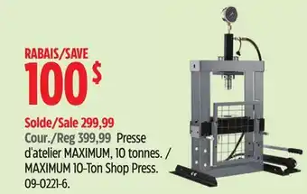 Canadian Tire MAXIMUM 10-Ton Shop Press offer
