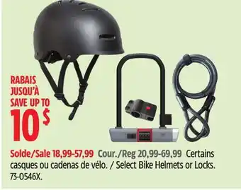 Canadian Tire Select Bike Helmets or Locks offer
