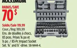 Canadian Tire 83-Pc Impact Socket Set. 3⁄8˝ and 1⁄2˝-drive offer