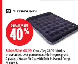 Canadian Tire Outbound Queen Air Bed with Built-In Manual Pump offer