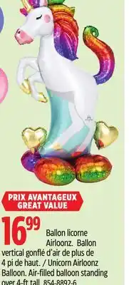 Canadian Tire Unicorn Airloonz Balloon. Air-filled balloon standing over 4-ft tall offer