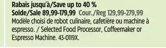 Canadian Tire Braun Selected Food Processor, Coffeemaker or Espresso Machine offer