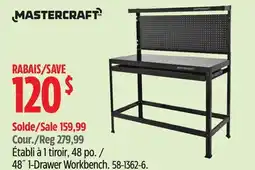 Canadian Tire Mastercraft 48˝ 1-Drawer Workbench offer