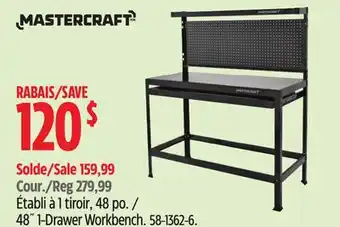 Canadian Tire Mastercraft 48˝ 1-Drawer Workbench offer
