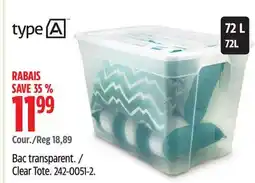 Canadian Tire type A Clear Tote offer