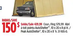 Canadian Tire ShelterLogic Peak AutoShelter , 10 x 20 x 8´ h offer