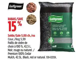 Canadian Tire Golfgreen Premium 100% Cedar Mulch, 42.5L. Black, red or natural offer