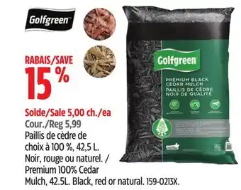 Canadian Tire Golfgreen Premium 100% Cedar Mulch, 42.5L. Black, red or natural offer