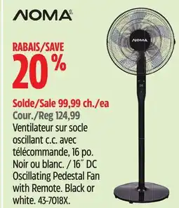 Canadian Tire NOMA 16˝ DC Oscillating Pedestal Fan with Remote. Black or white offer