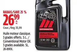 Canadian Tire Conventional Motor Oil. 3 grades available. 5L offer