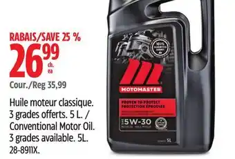 Canadian Tire Conventional Motor Oil. 3 grades available. 5L offer