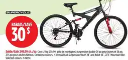 Canadian Tire Supercycle Nitrous Dual-Suspension Youth 24˝ and Adult 26˝, 27.5˝ Mountain Bike offer