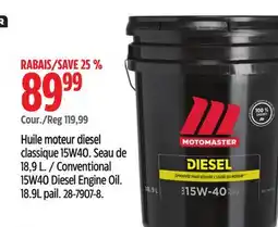 Canadian Tire MotoMaster Conventional 15W40 Diesel Engine Oil offer