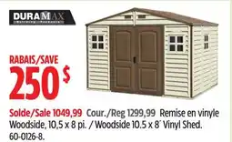 Canadian Tire Duramax Woodside 10.5 x 8´ Vinyl Shed offer