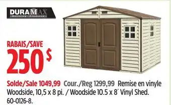 Canadian Tire Duramax Woodside 10.5 x 8´ Vinyl Shed offer