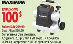 Canadian Tire 4.5-Gallon Quiet Air Compressor. 3.0 CFM @ 90 PSI offer