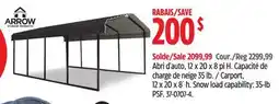 Canadian Tire Arrow Carport, 12 x 20 x 8´ h offer