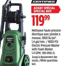 Canadian Tire Certified 1800-PSI Electric Pressure Washer with Foam Blaster offer