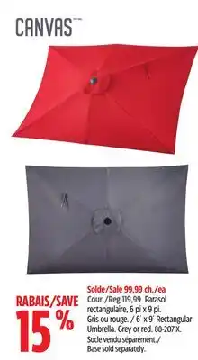 Canadian Tire Canvas 6´ x 9´ Rectangular Umbrella offer