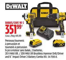 Canadian Tire 20V MAX XR Brushless Hammer Drill/Driver and 1⁄4˝ Impact Driver 2-Battery Combo Kit offer