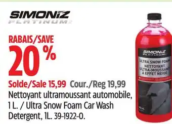 Canadian Tire Simoniz Ultra Snow Foam Car Wash Detergent, 1L offer