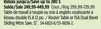 Canadian Tire Router Table or 15A Dual Bevel Sliding Mitre Saw, 12˝ offer