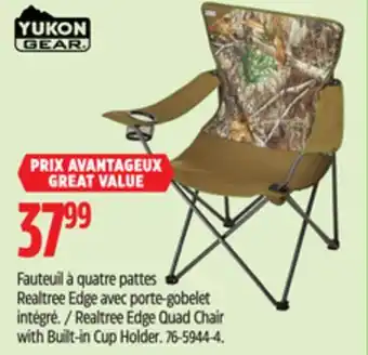 Canadian Tire Yukon-gear Realtree Edge Quad Chair with Built-in Cup Holder offer
