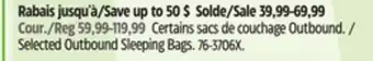 Canadian Tire Selected Outbound Sleeping Bags offer