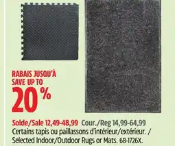 Canadian Tire For Living Selected Indoor/Outdoor Rugs or Mats offer