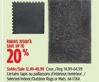 Canadian Tire For Living Selected Indoor/Outdoor Rugs or Mats offer
