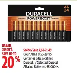 Canadian Tire Selected Duracell Alkaline Batteries offer