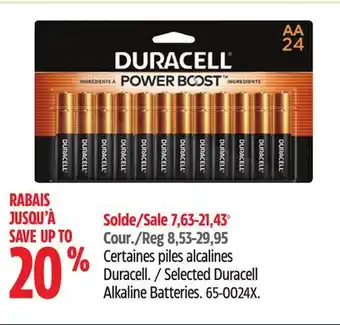Canadian Tire Selected Duracell Alkaline Batteries offer
