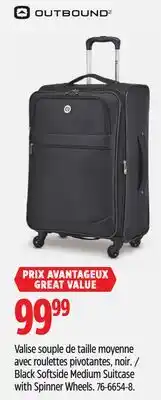 Canadian Tire Outbound Black Softside Medium Suitcase with Spinner Wheels offer