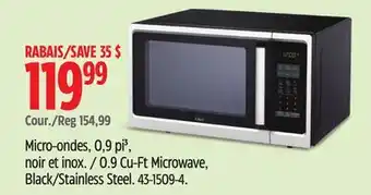 Canadian Tire 0.9 Cu-Ft Microwave, Black/Stainless Steel offer