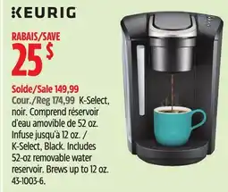 Canadian Tire Keurig K-Select, Black. Includes 52-oz removable water reservoir. Brews up to 12 oz offer