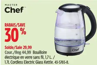 Canadian Tire MASTER Chef 1.7L Cordless Electric Glass Kettle offer