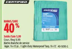 Canadian Tire Certified Light-Duty Waterproof Tarp, 9 x 12 offer