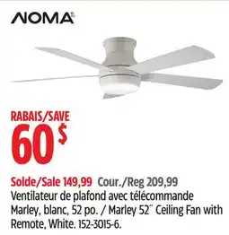 Canadian Tire Marley 52˝ Ceiling Fan with Remote, White offer