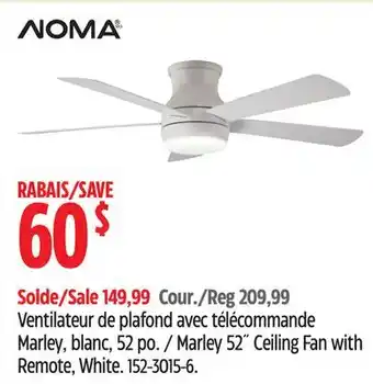 Canadian Tire Marley 52˝ Ceiling Fan with Remote, White offer