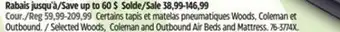 Canadian Tire Coleman Selected Woods, Coleman and Outbound Air Beds and Mattress offer