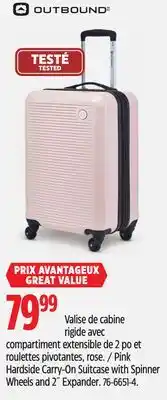 Canadian Tire Outbound Pink Hardside Carry-On Suitcase with Spinner Wheels and 2˝ Expander offer