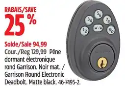 Canadian Tire Garrison Round Electronic Deadbolt. Matte black offer