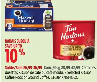 Canadian Tire Selected K-Cup Coffee Pods or Ground Coffee offer