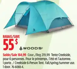 Canadian Tire Creekside 6-Person Tent. Fall/spring/summer use. 1 door offer